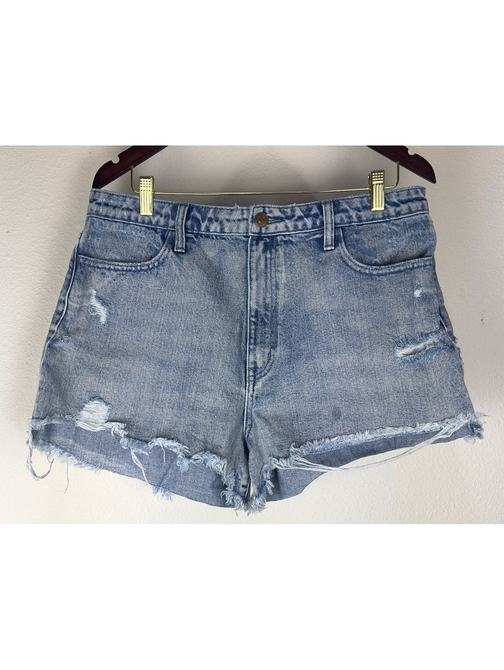 Show Me Your Mumu Arizona High Waisted Denim Shorts 31 Distressed Cutoff
